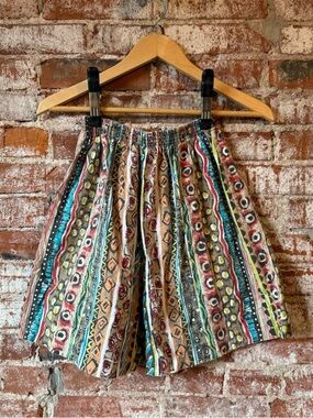 Multicolor Patterned Elastic Waist Shorts